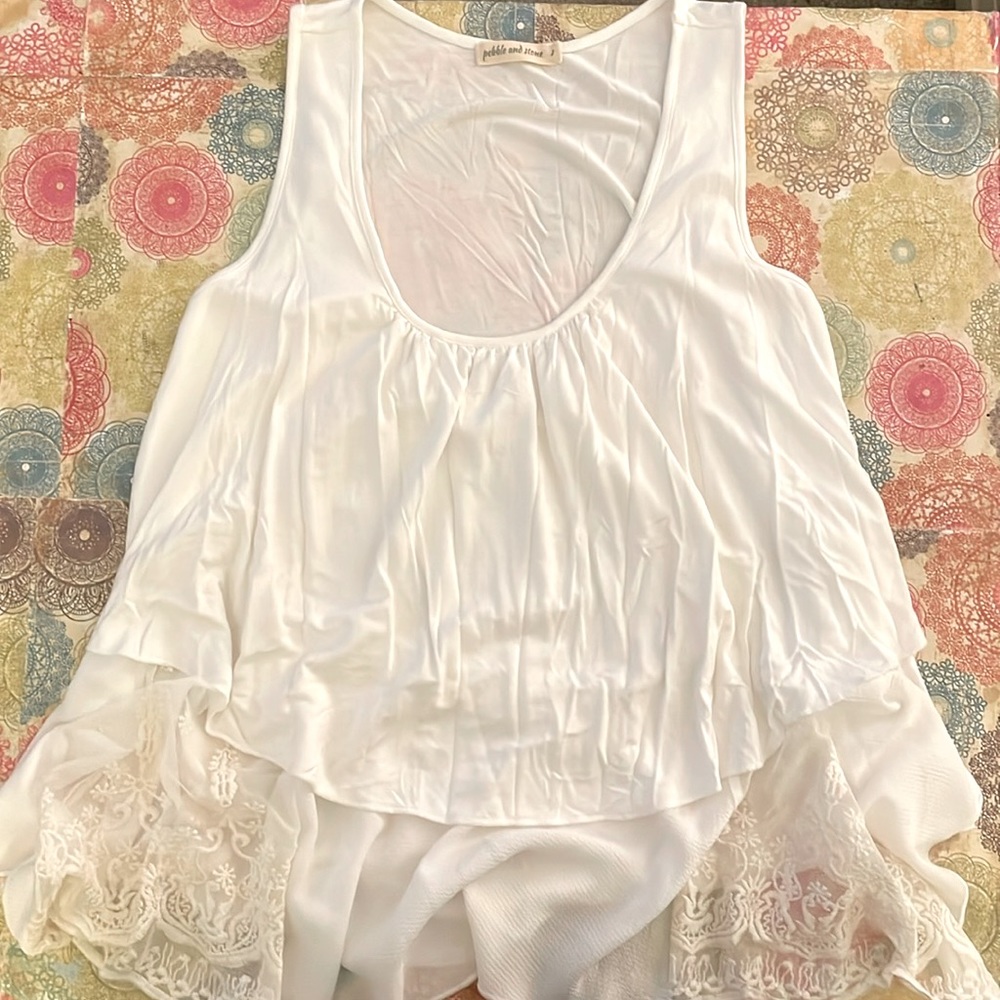 Pebble and Stone Layered Lacey, Super Soft Tank Top
